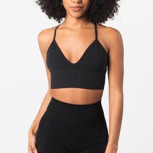 NWT Alphalete Seamless Ribbed Bra - Black